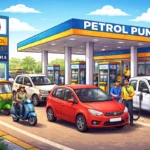Petrol price today in India showing fuel pump and rising fuel rates
